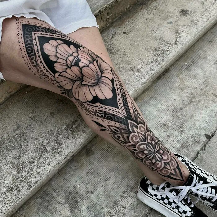Flower Knee Tattoo
