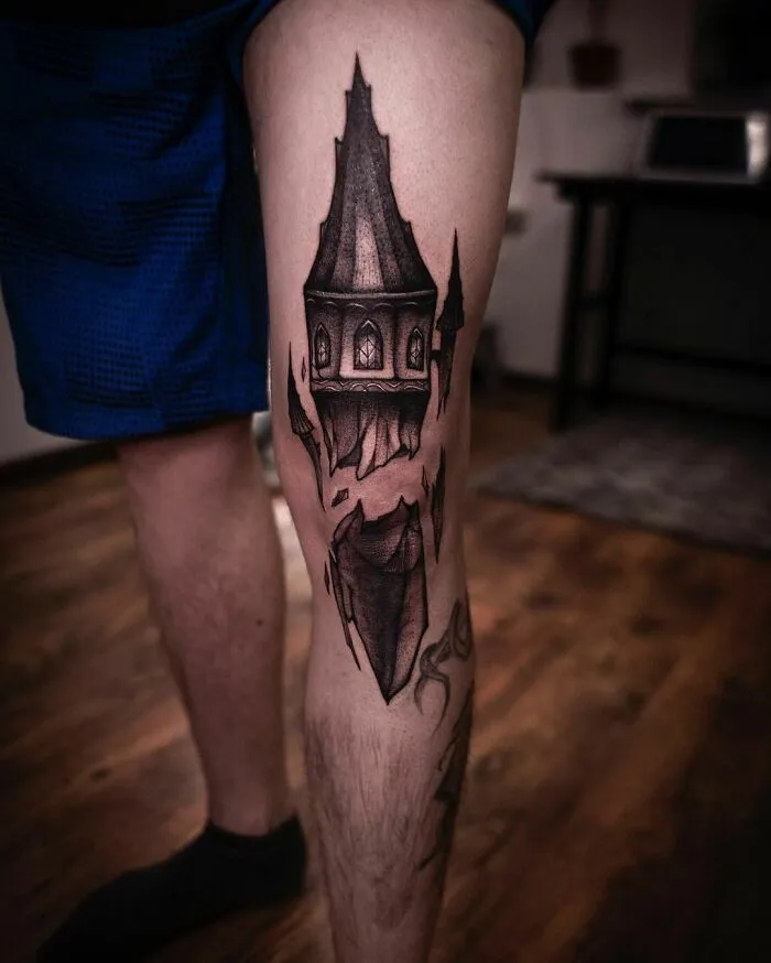 Castle Knee Tattoo
