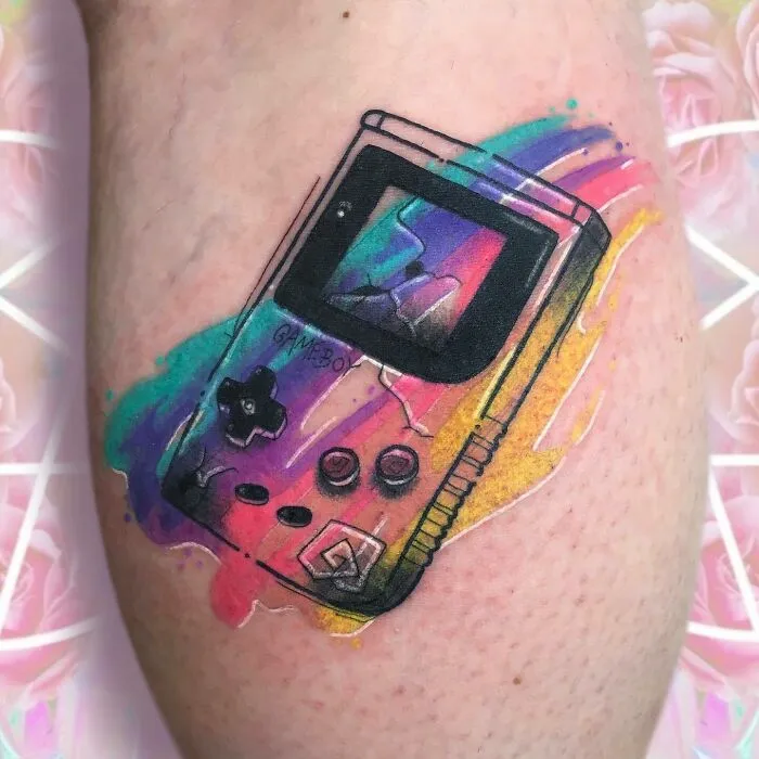 Gameboy Leg Tattoo