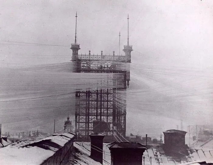The Stockholm Telephone Tower With Approximately 5,500 Telephone Lines, 1890 [1600x1238]
