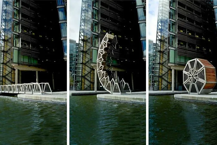 Heatherwick Rolling Bridge - Paddington Basin, London, England, UK