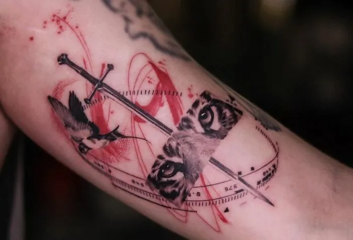 Thailand Trash Polka Style Tattoo