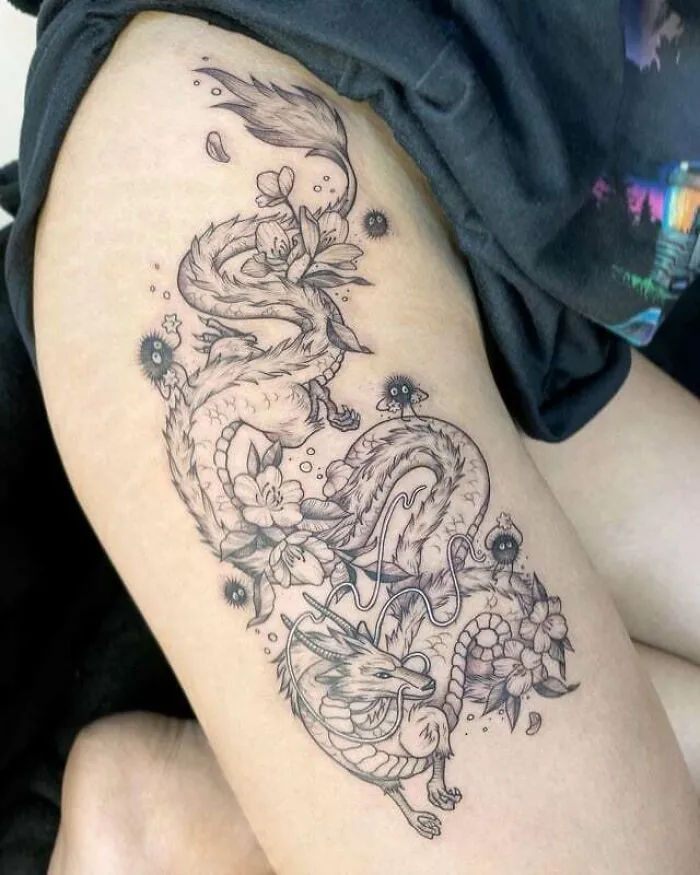 Haku Dragon Tattoo Done