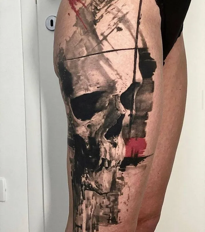 Skull Tattoo On Leg