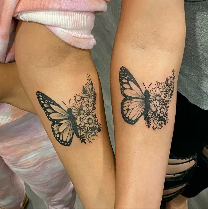 Matching Cute Butterflies Tattoos