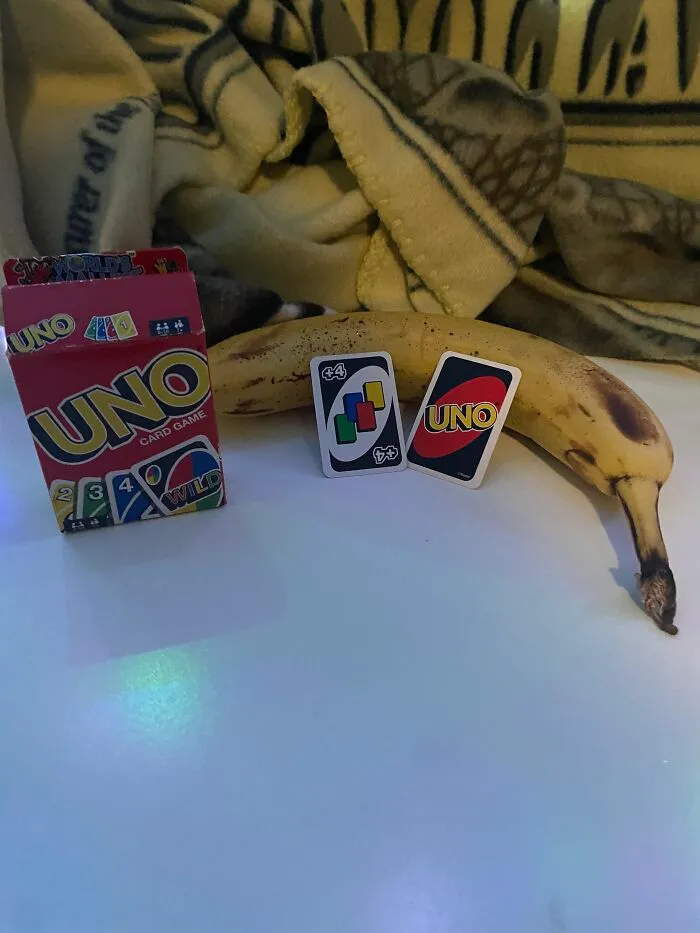 Banana For Scale: Miniature Uno Card Game! Has More Cards In Box