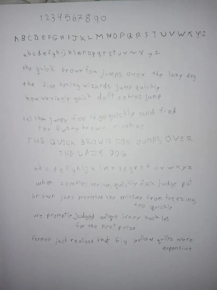 Teaching Myself To Write With My Left Hand (I'm Right Handed) Because I Can't Currently Use My Right Hand. I'm Writing A Bunch Of Pangrams Because It's An Easy Way To Practice Writing All The Letters Without Just Writing The Alphabet A Gazillion Times