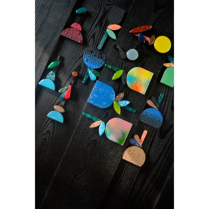 Geometric Flowers - Wooden Brooches