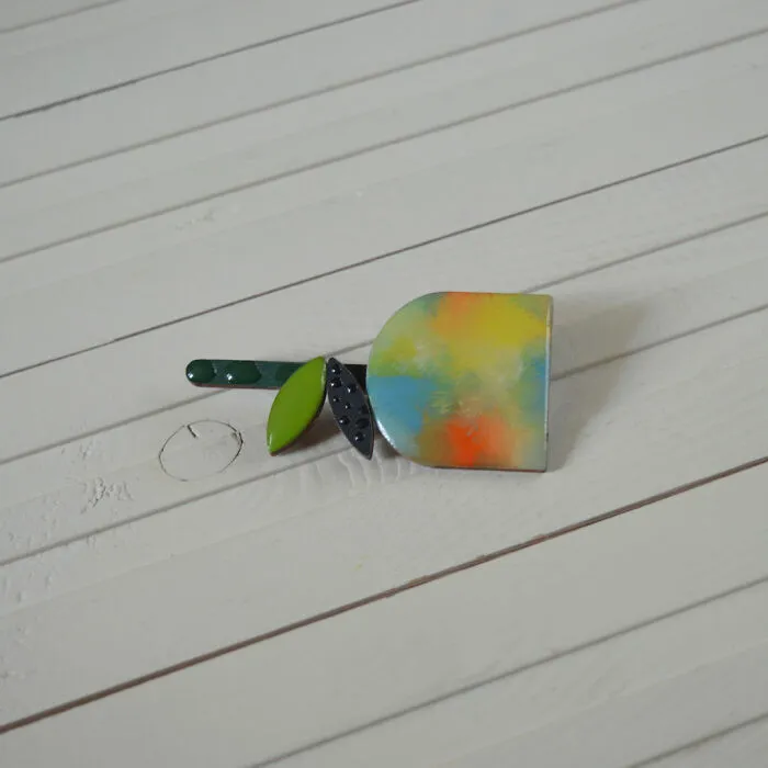 Geometric Flower - Wooden Brooch