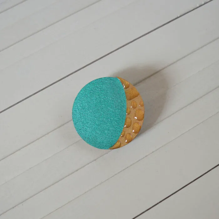 Moon - Wooden Brooch