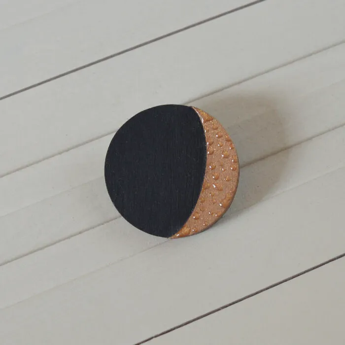 Moon - Wooden Brooch