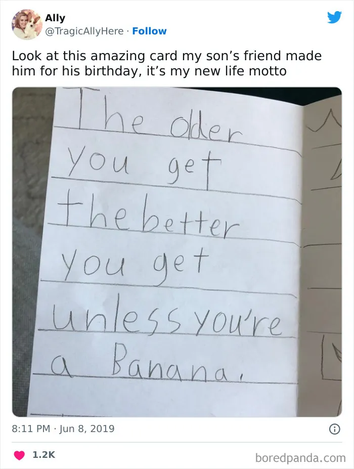 The Ultimate Life Motto From A Kid's Birthday Card