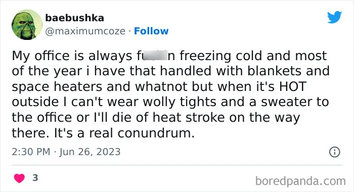 People Who Are Freezing In The Office Can't Help But Complain On Twitter And Here Are 40 Of The Most Relatable Tweets