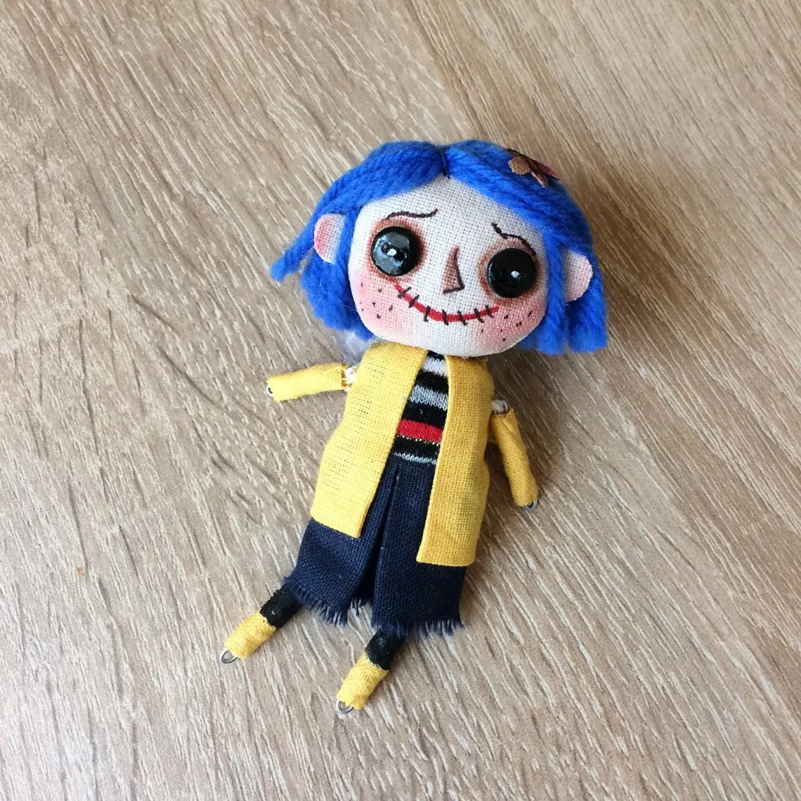 I Made This Button Eyes Art Doll-Brooch Coraline Who Will Always Be With You