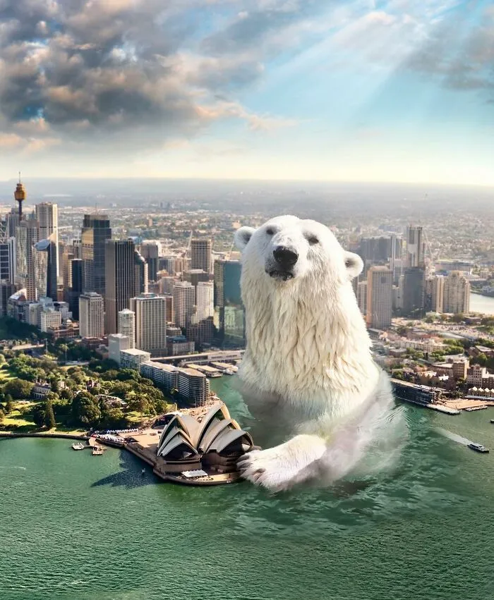 These Artists Create Surreal Photo Edits With Giant Animals In Them (16 Pics)