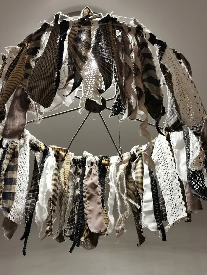 This Fabric Chandelier/Lightshade Is Hanging In A F*cking Toilet. Can See The Spiderwebs & Dust From My Seat