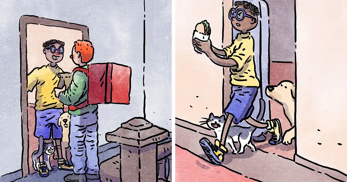 Este artista crea 6 nuevos y emotivos cómics sobre la vida con un gato y un perro inspirados en sus experiencias personales