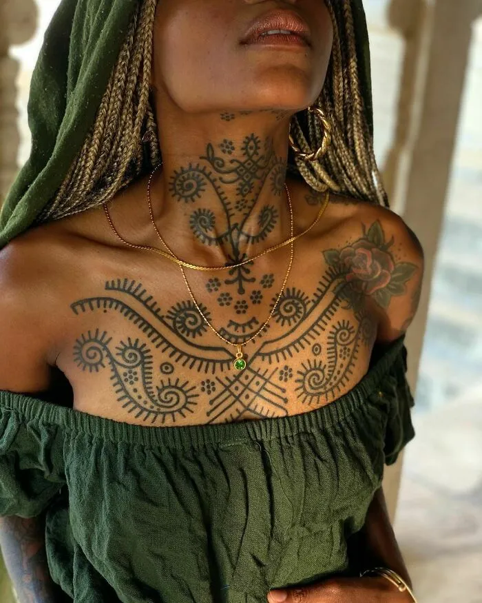 Tribal Tattoo On The Chest