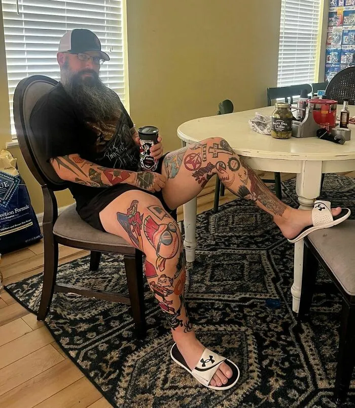 Colorful Arms And Legs Patchwork Tattoos