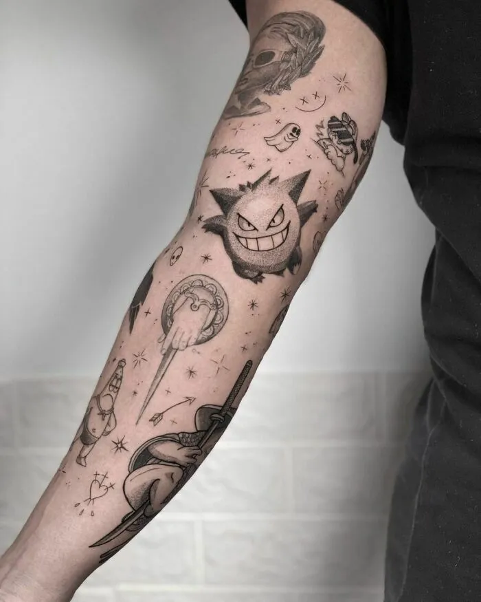 Random Arm Patchwork Tattoos
