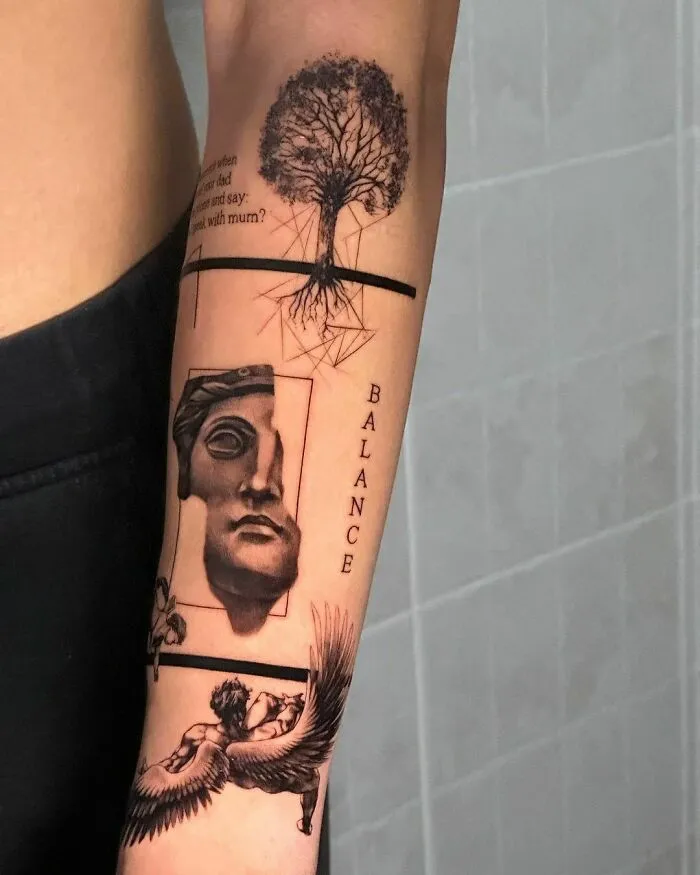 Aesthetic Forearm Patchwork Tattoos