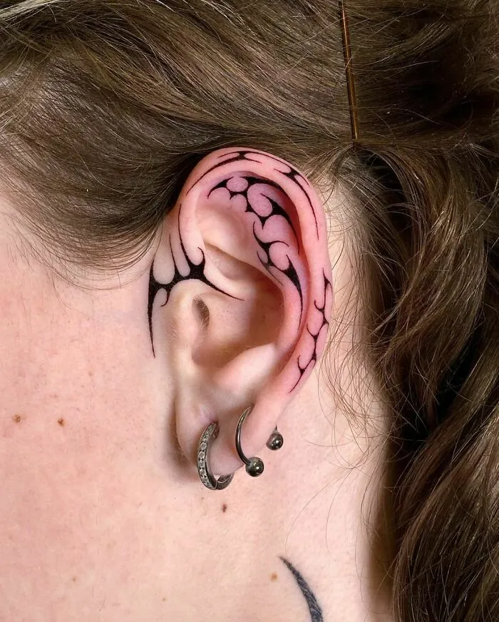Tribal Ear Tattoo