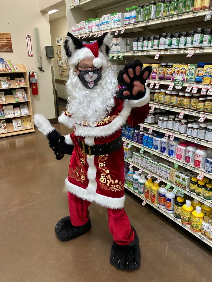 Me As "Santa Claws" At Work In December 2021. I Always Went All-Out When We Had "Theme Days" At Work Or When We Were Allowed To Dress Up. I Was Beloved By Customers And Co-Workers, But Hated By My Stuffy Managers, Lol