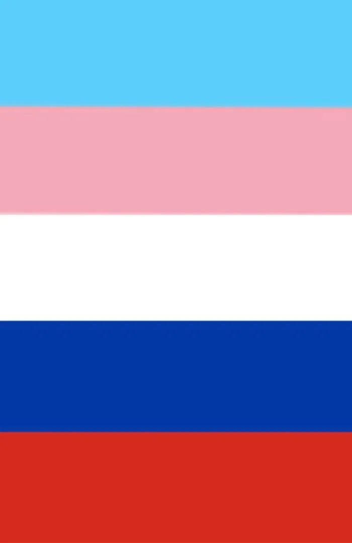 I Haven’t Flown The Russian Flag In Years, But I’m Feeling Pretty Good Abt This One (Trans Flag X Russian Flag)