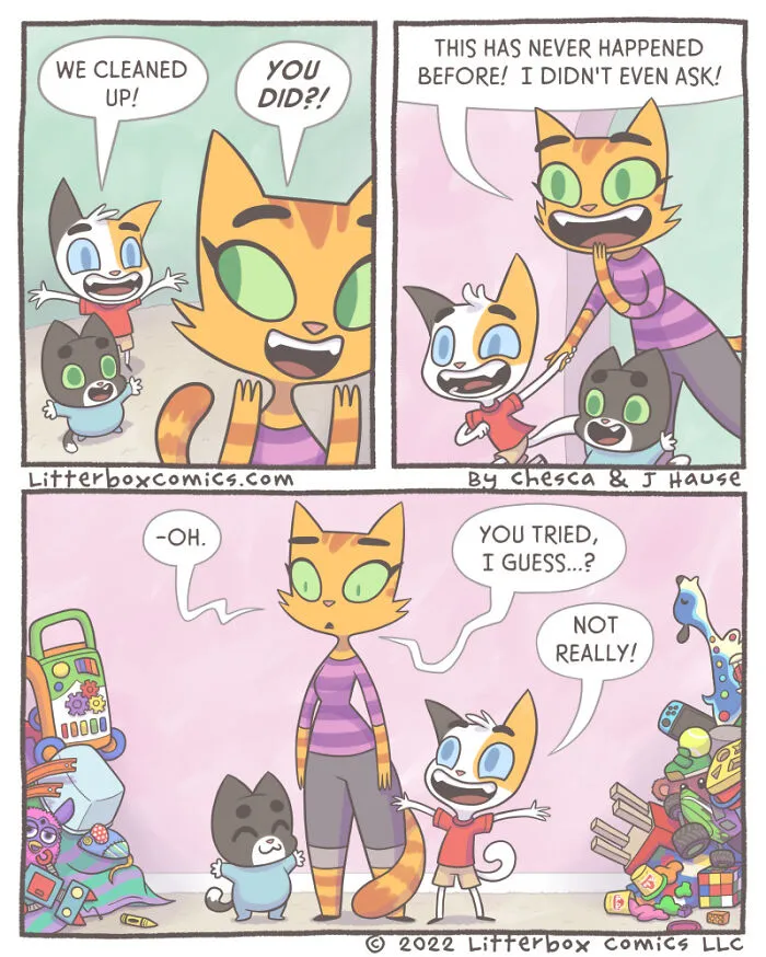 I’ve Been Drawing Relatable Comics On Parenting, And Here Are My Newest 33 Illustrations Of My Family Of Cats