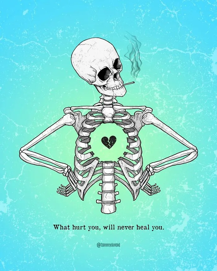 Here Are 65 Of My Relatable Artworks Of Skeletons With Dark Inspirational Messages