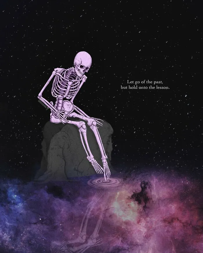 Here Are 65 Of My Relatable Artworks Of Skeletons With Dark Inspirational Messages