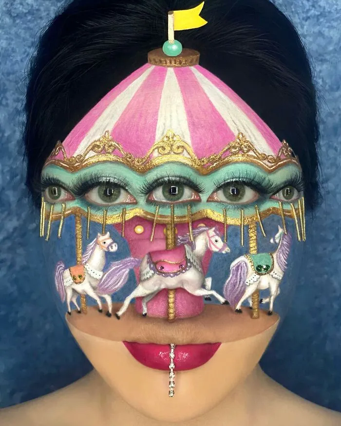 This Makeup Artist Creates The Most Fascinating Optical Illusion Looks, And You Might Need To Look At Them Twice To Figure It Out (31 New Pics)