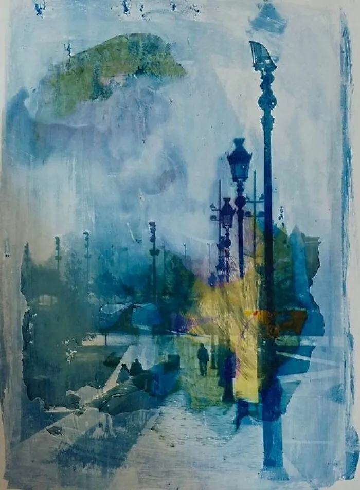 2011, Cyanotype Over Multiple Color Carbon Tissue