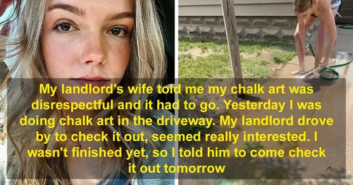 Landlord's Wife Enraged By Tenant's Chalk Artistry Asks Her To Wash It Off, Tenant Stands Her Ground