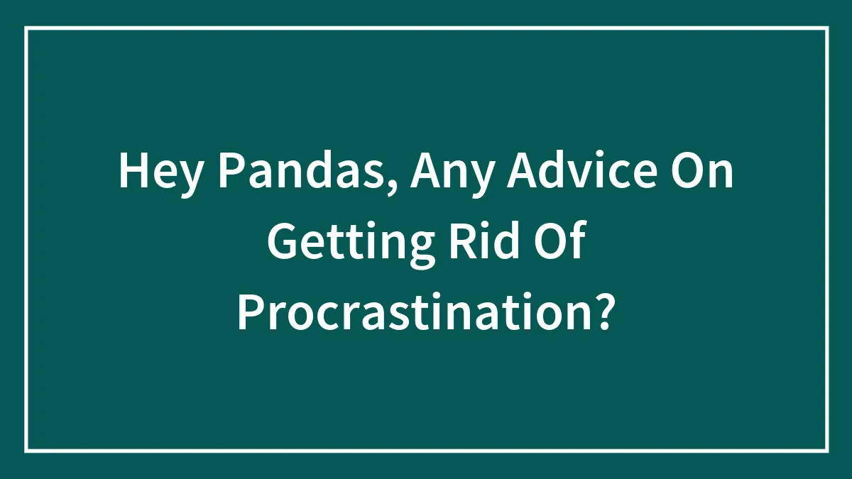 Hey Pandas, Any Advice On Getting Rid Of Procrastination? (Closed)