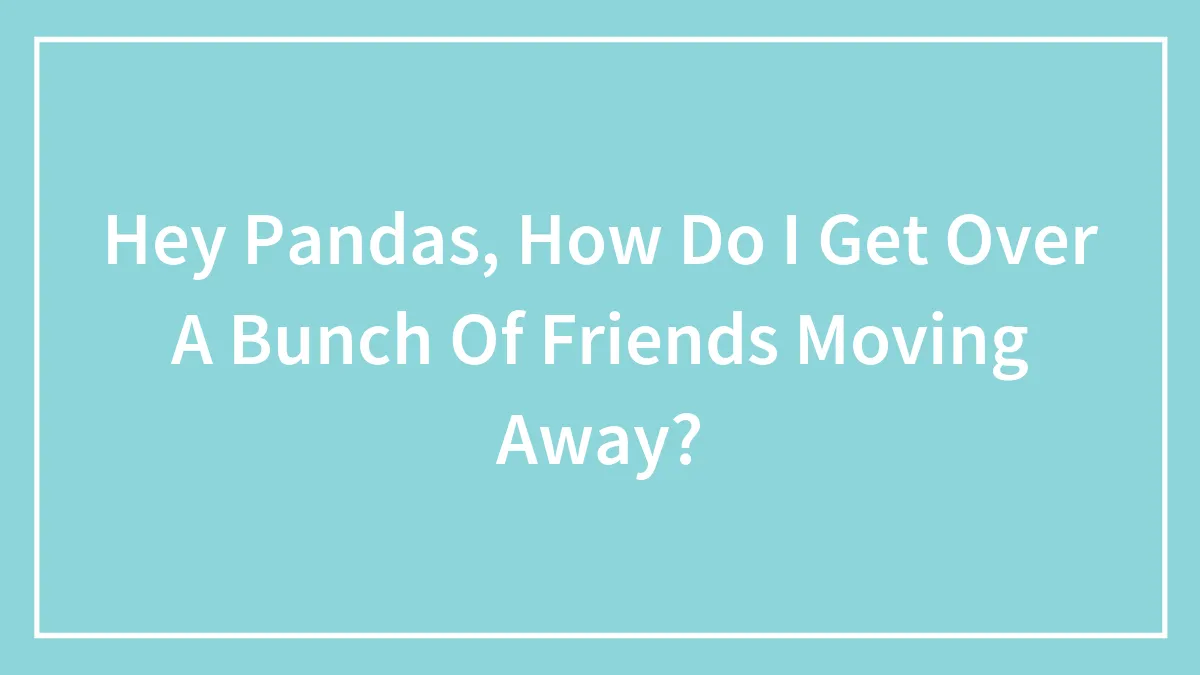 Hey Pandas, How Do I Get Over A Bunch Of Friends Moving Away?