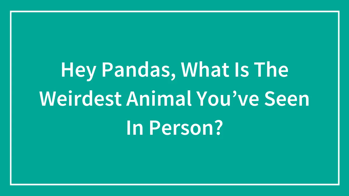 Hey Pandas, What Is The Weirdest Animal You’ve Seen In Person? (Closed)
