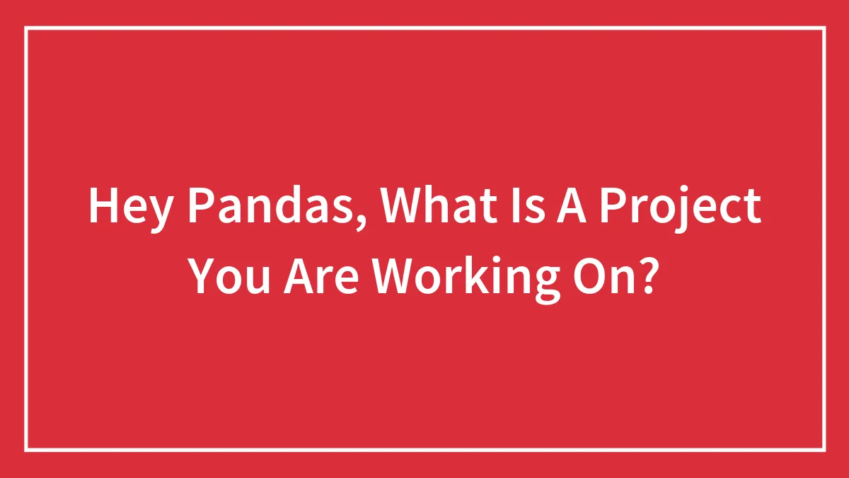 Hey Pandas, What Is A Project You Are Working On? (Closed)