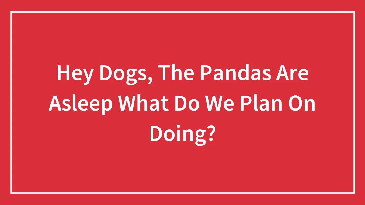 Hey Dogs, The Pandas Are Asleep What Do We Plan On Doing? (Closed)