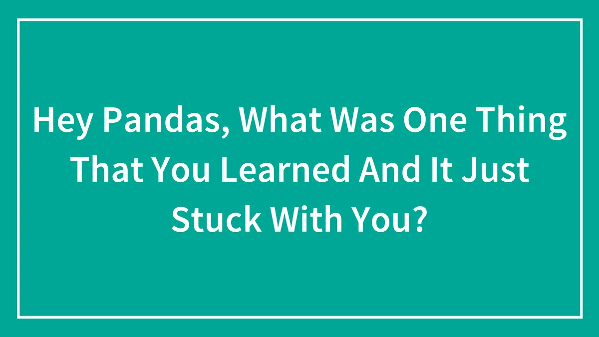 Hey Pandas, What Was One Thing That You Learned And It Just Stuck With You? (Closed)