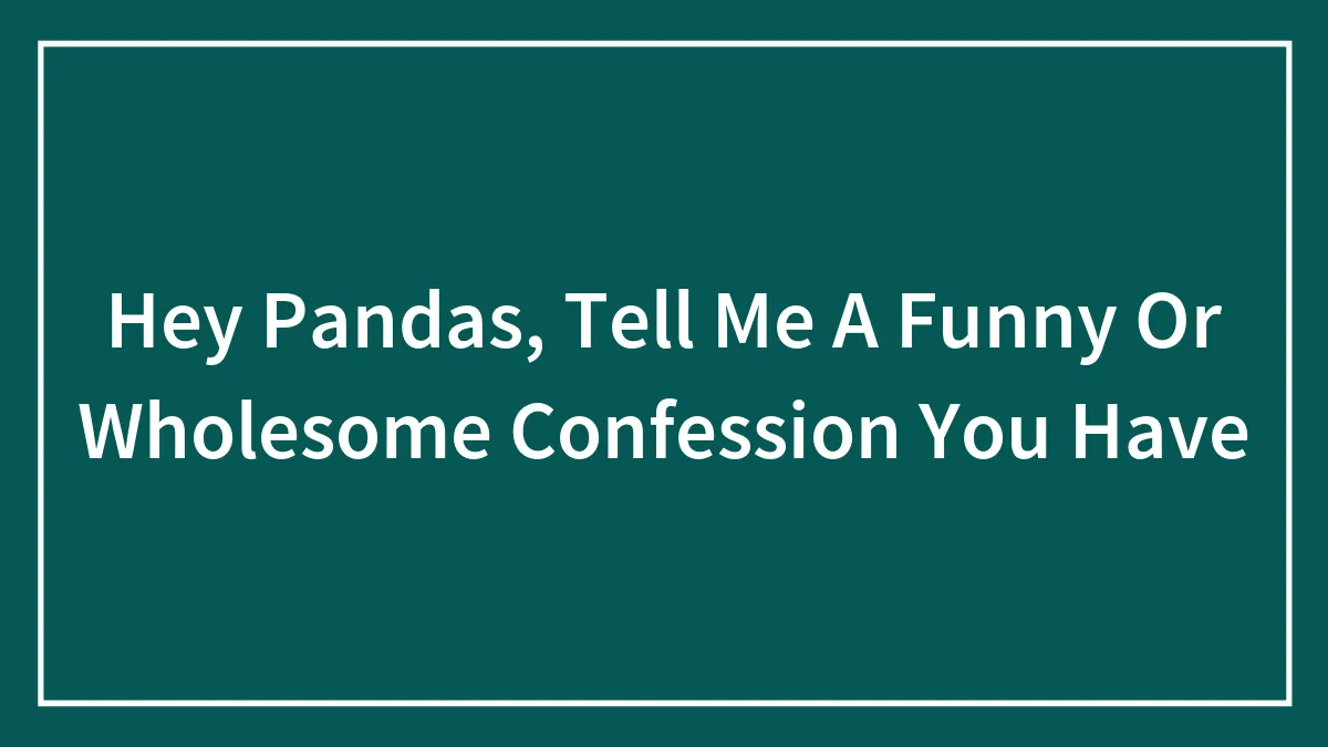 Hey Pandas, Tell Me A Funny Or Wholesome Confession You Have