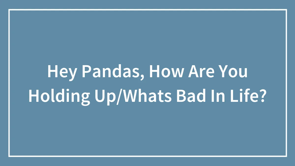 Hey Pandas, How Are You Holding Up/Whats Bad In Life?