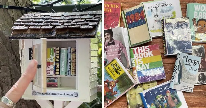 These 12 Miniature Banned Books Can Be Found In A Really Little Free Library That I Made