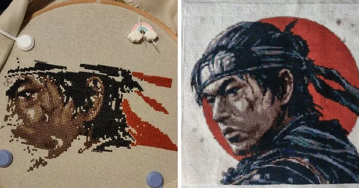 My Cross Stitch Process Of Jin Sakai Took Me 8 Months To Finish