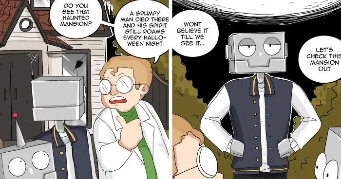 I Made A Webcomic Called "Robot Gang Inc. Haunted Mansion"