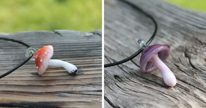 I Made Glass Pendants Inspired By Small Mushrooms (6 Pics)