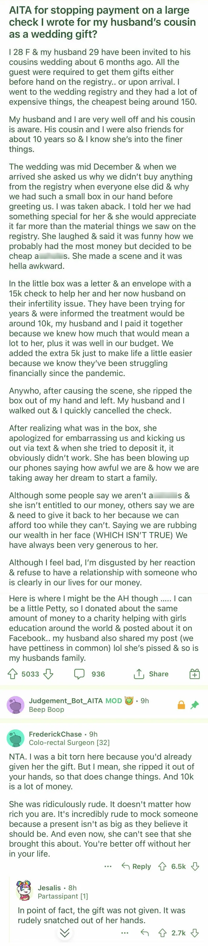 Greedy Ass Rude Bride. I’d Be Cancelling That Cheque Too