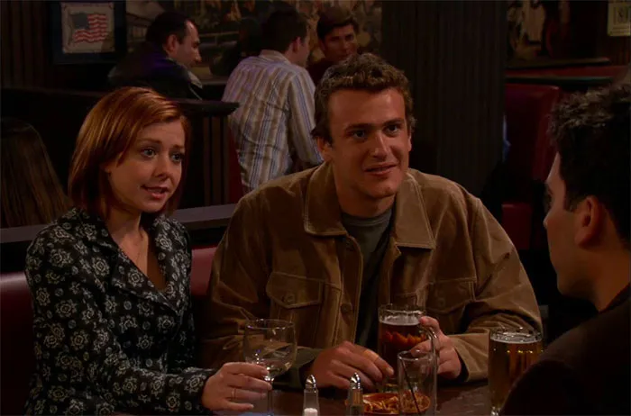 Scene of  Lily Aldrin and Marshall Eriksen talking