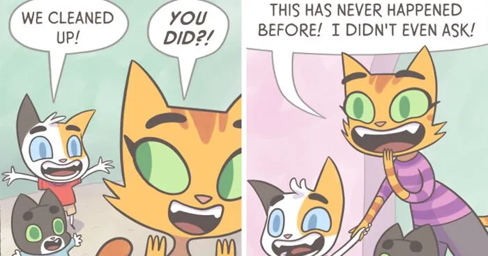 I’ve Been Drawing Relatable Comics On Parenting, And Here Are My Newest 33 Illustrations Of My Family Of Cats