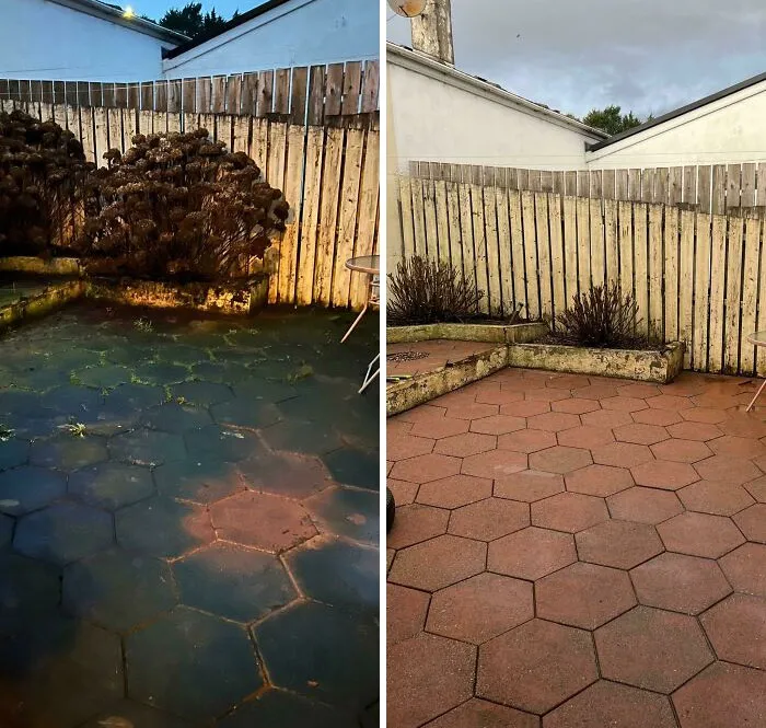 My Sister + Power-Washer = Excellent Results